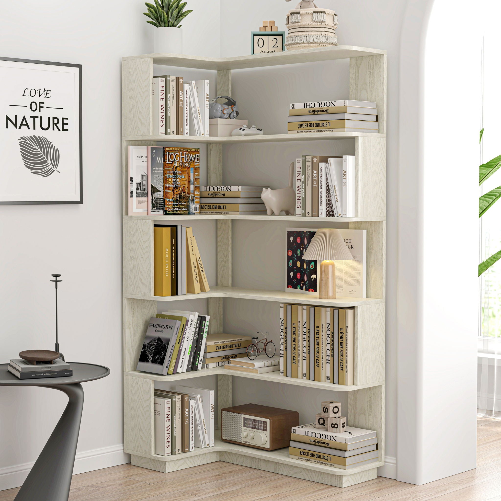 L-Shaped Design Corner Bookshelf
