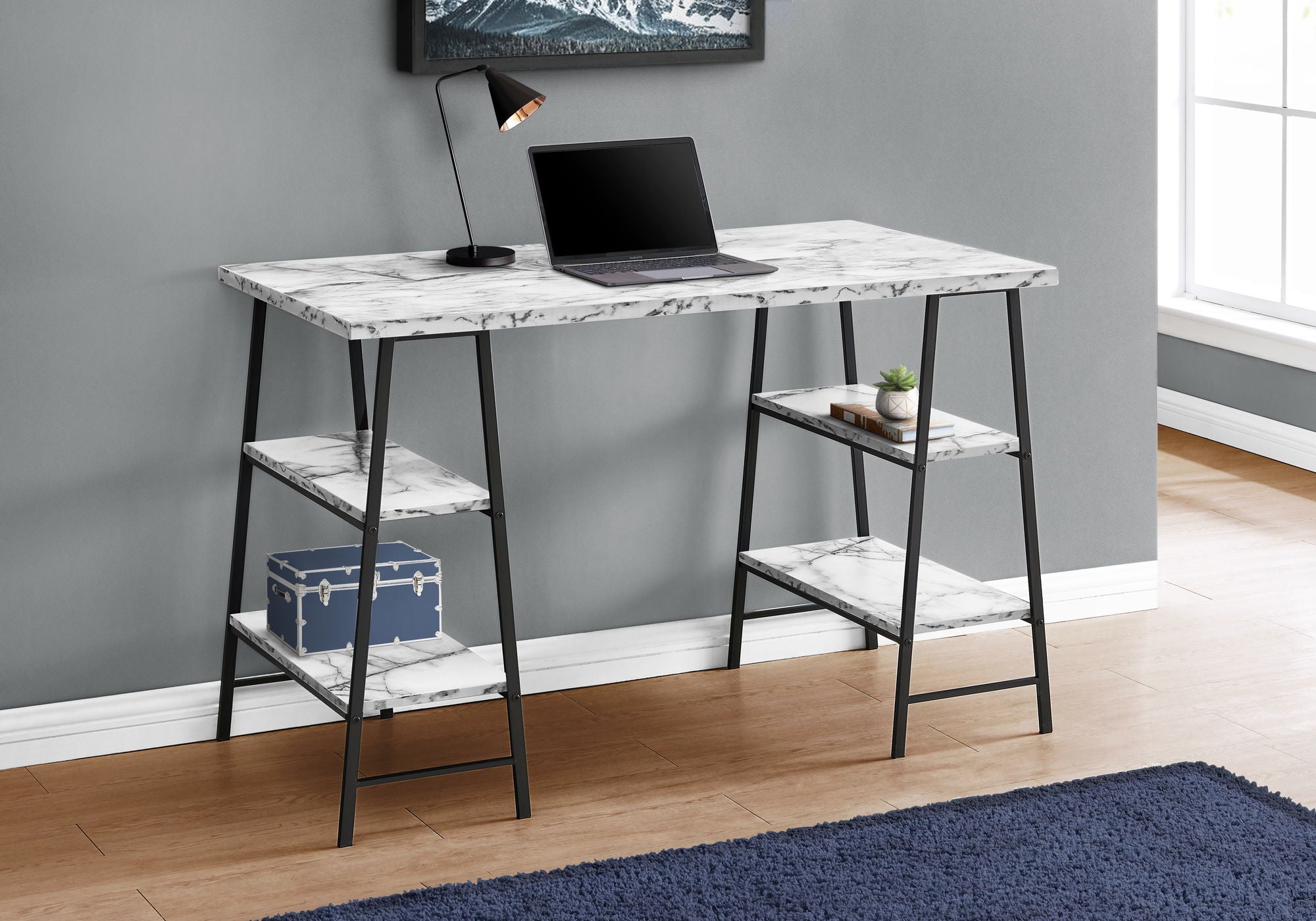 Computer Desk For Home Office, Laptop, Storage Shelves, Contemporary &amp; Modern