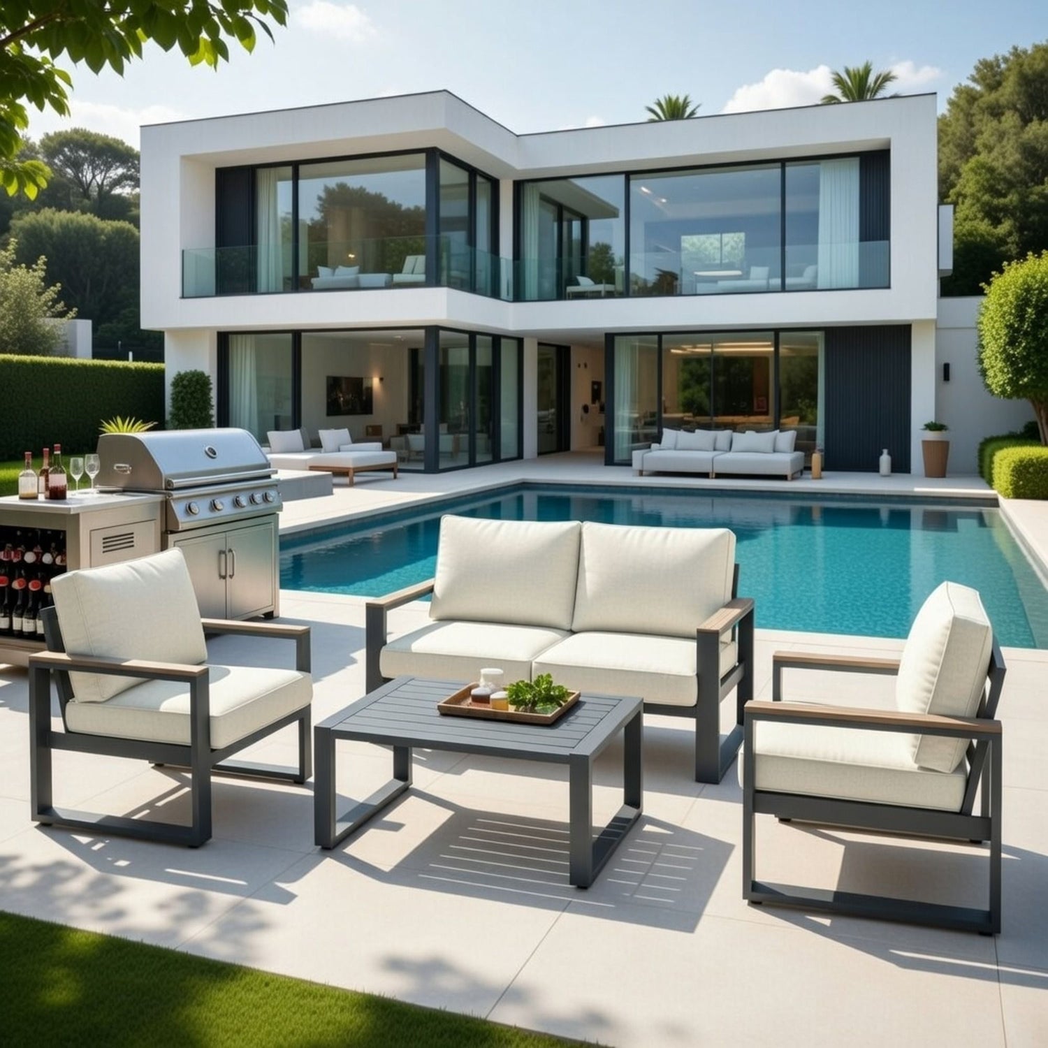 Modern Outdoor Sofa Set With Coffee Table
