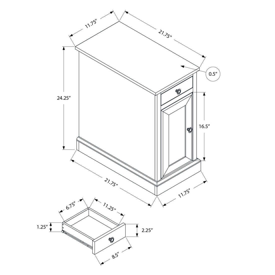Accent End Table, Storage Drawer, Versatile Design - Espresso