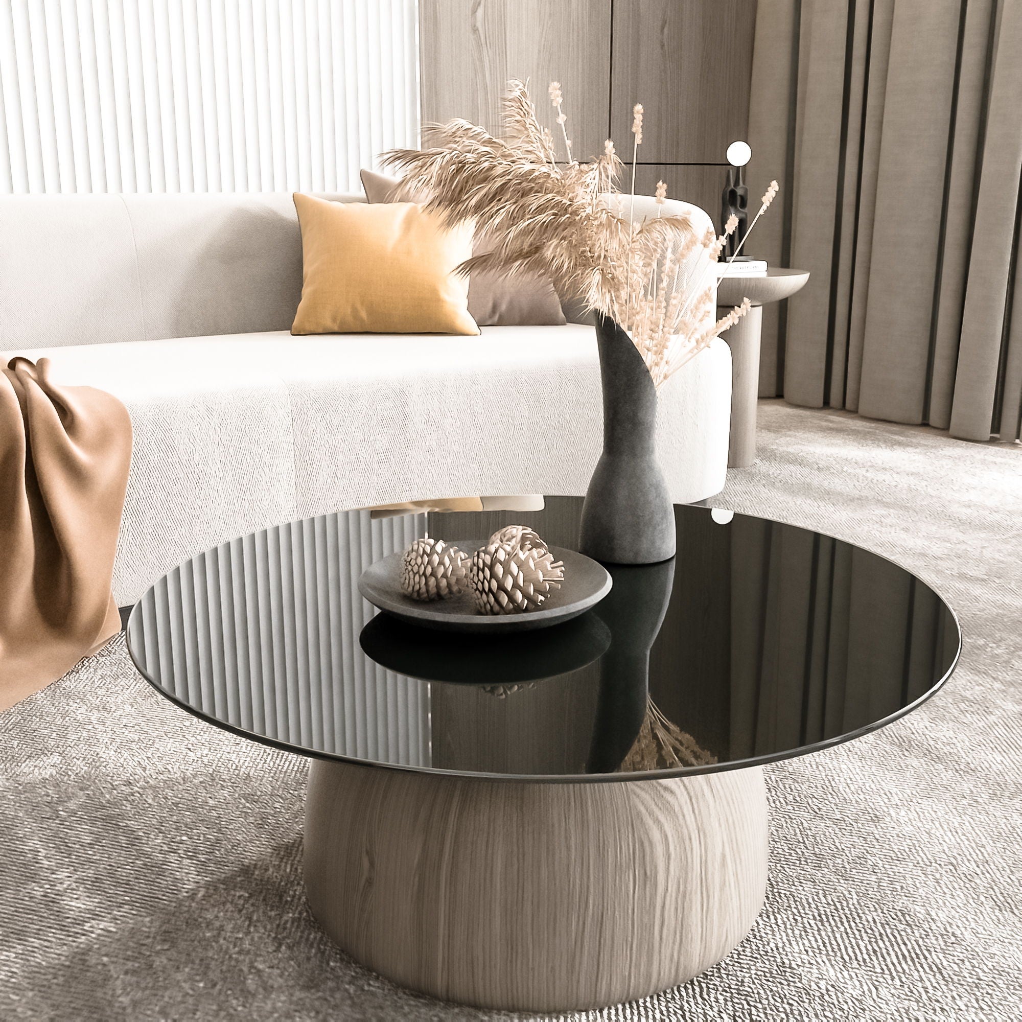 30&quot; Round Tempered Glass Table Top Glass 1 / 4&quot; Thick Round Polished Edge - Black