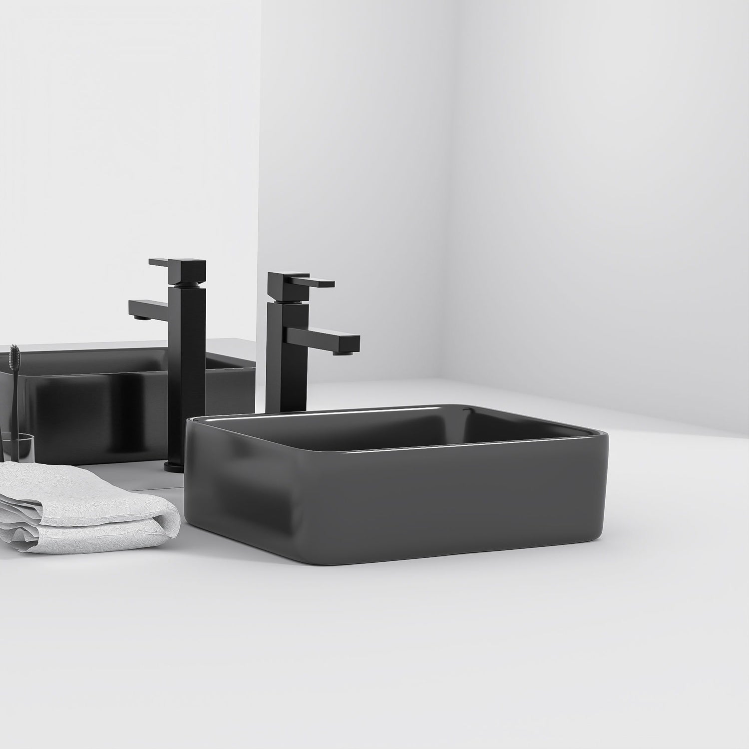 Modern European Design Ceramic Rectangular Vessel Bathroom Sink