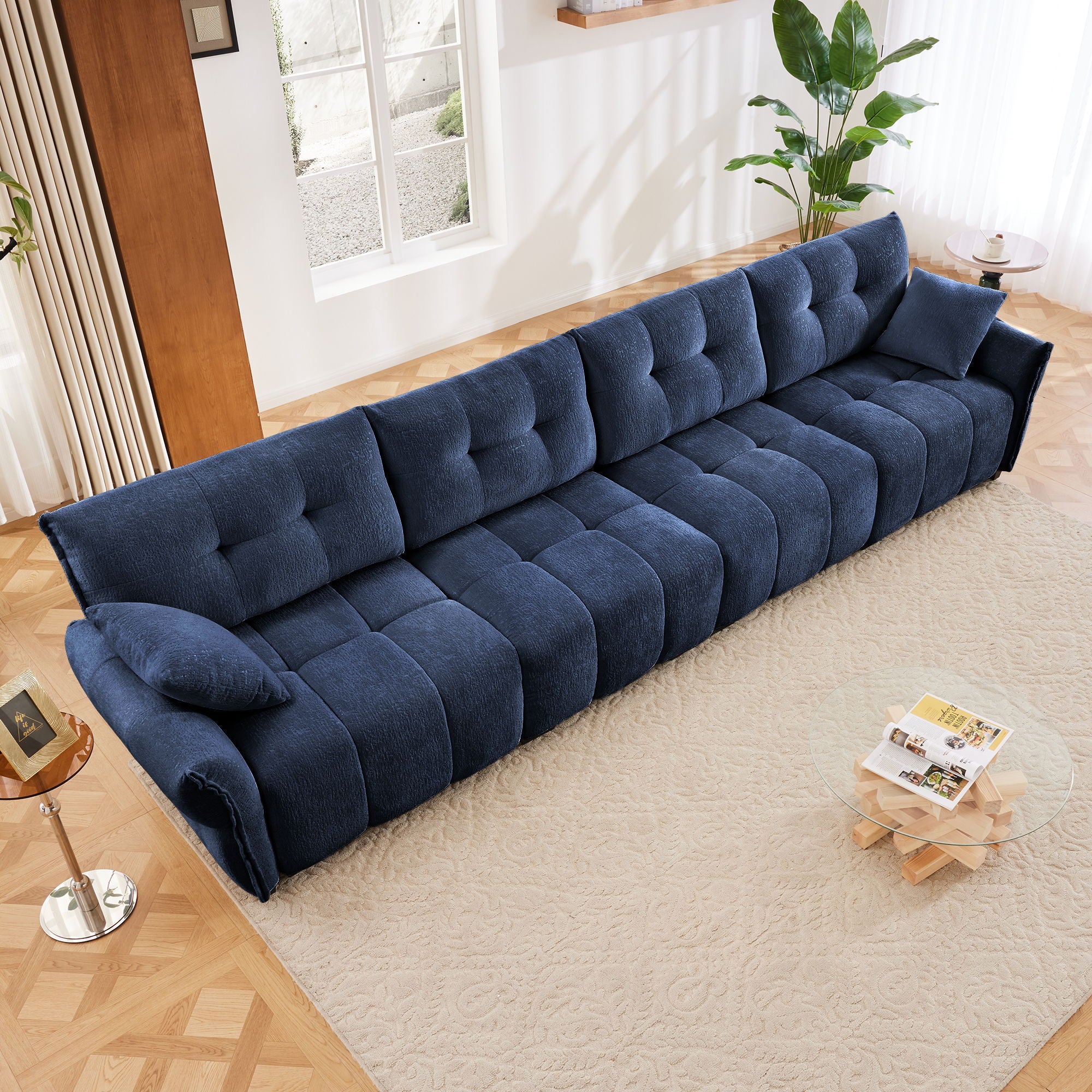 Modern Sofa &amp; Pillows, Textured Cover, High Rebound Cushions