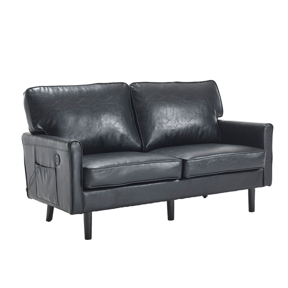 Mid Century Modern Loveseat Sofa With USB Ports, Removable Pillow Cover