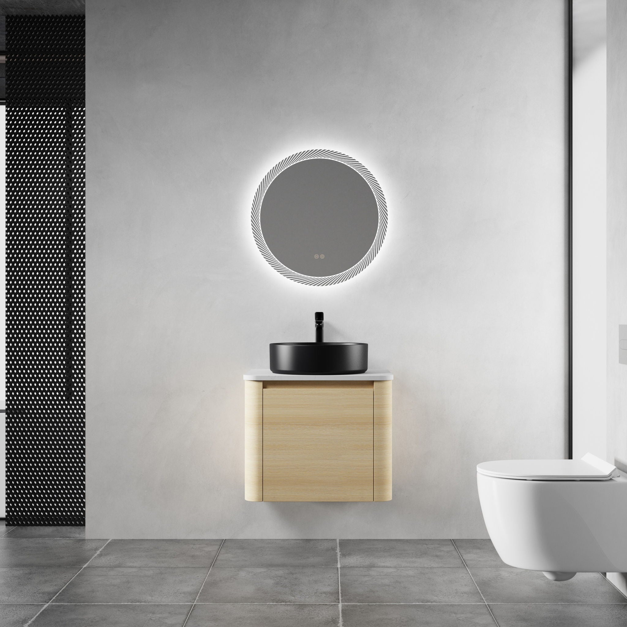 Mounted Bathroom Vanity With Art Sink &amp; 2 Soft Close Doors