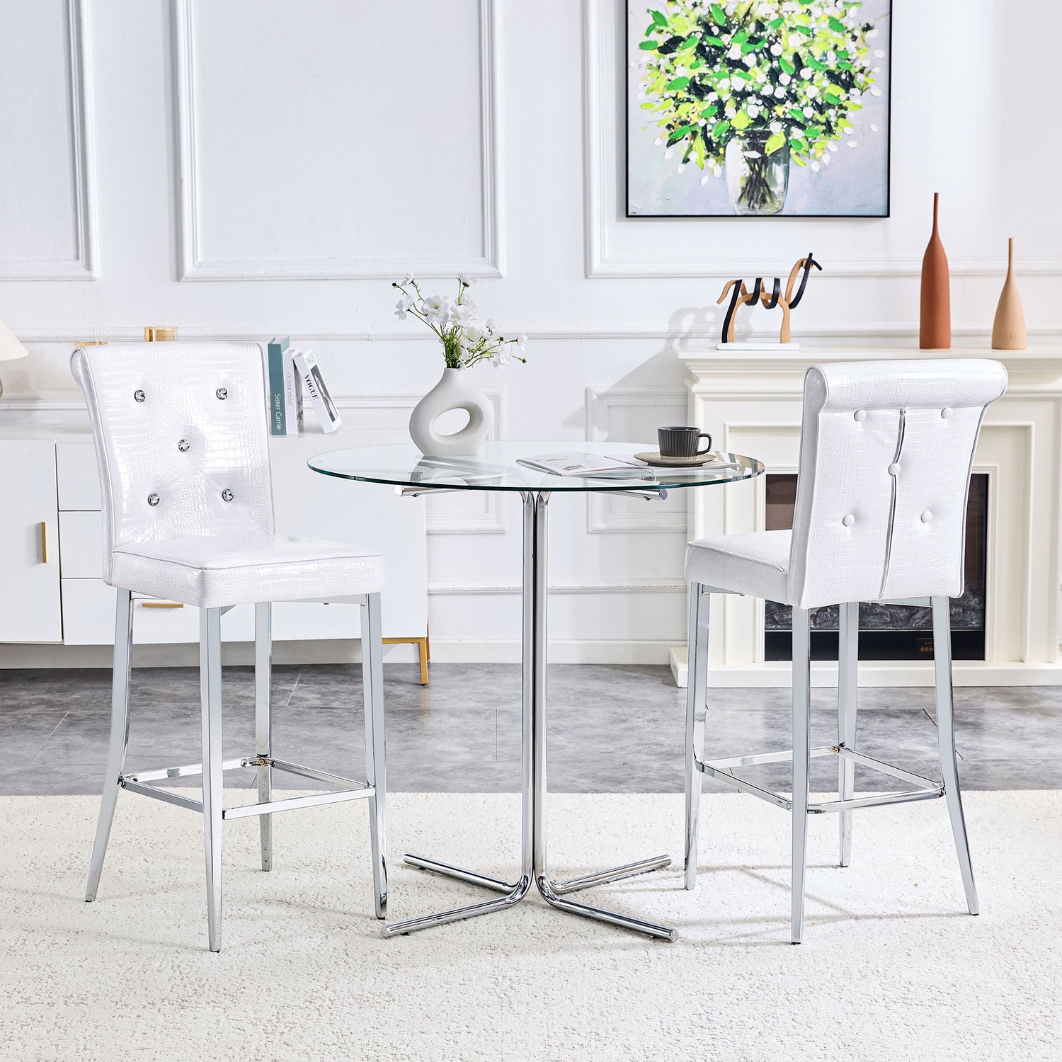 Bar Chairs &amp; Crystal Clasp Design (Set of 2)