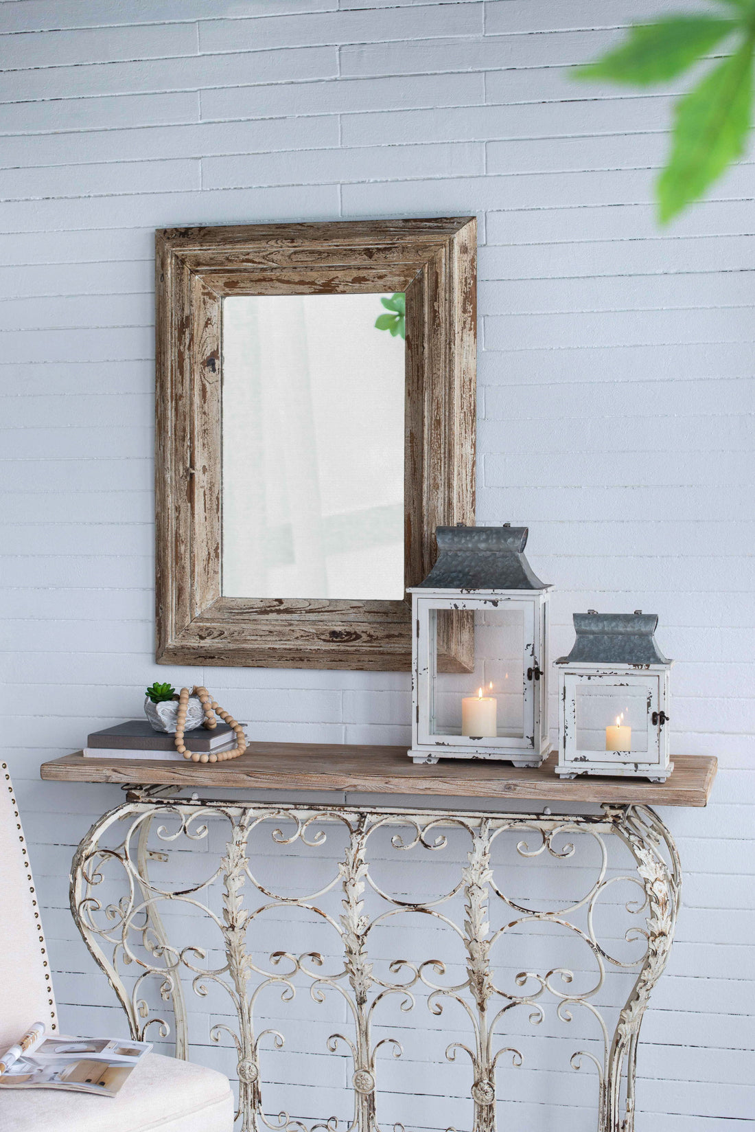 Wooden Candle Lantern Decorative, Hurricane Lantern Holder Decor For Indoor Outdoor, Home Garden Wedding - White