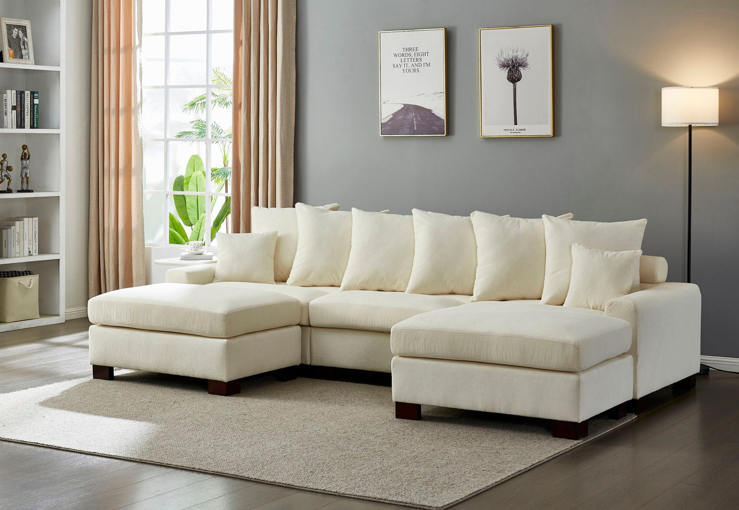 5 Seater Oversized Convertible L &amp; U Shaped Couch