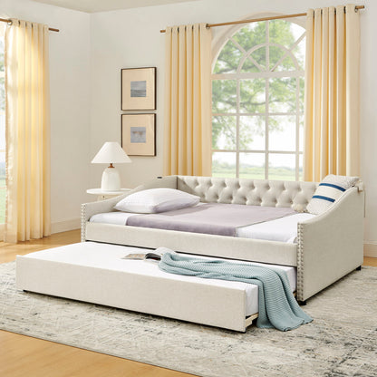 Upholstered Daybed With USB Charging &amp; Pull Out Bed