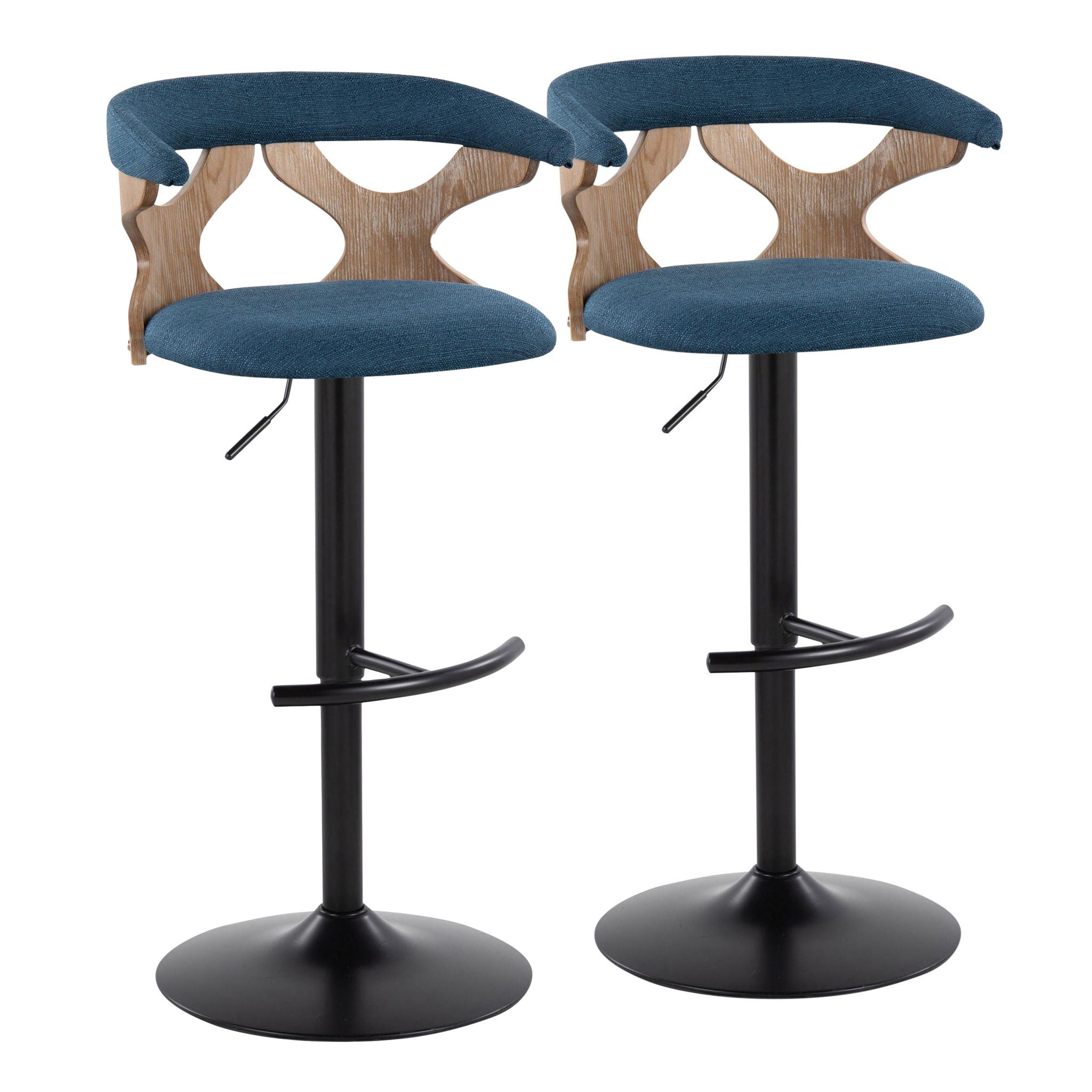 Gardenia - Contemporary Adjustable Barstool &amp; Swivel With Rounded T Footrest (Set of 2)