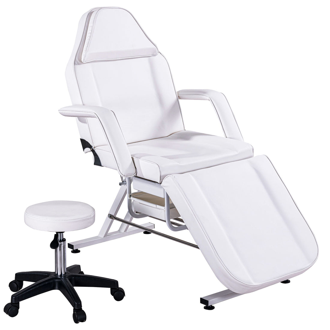 72.8&quot; Massage Salon Tattoo Chair With Two Trays Esthetician Bed With Hydraulic Stool, Multi-Purpose 3-Section Facial Bed Table, Adjustable Beauty Barber Spa Beauty Equipment
