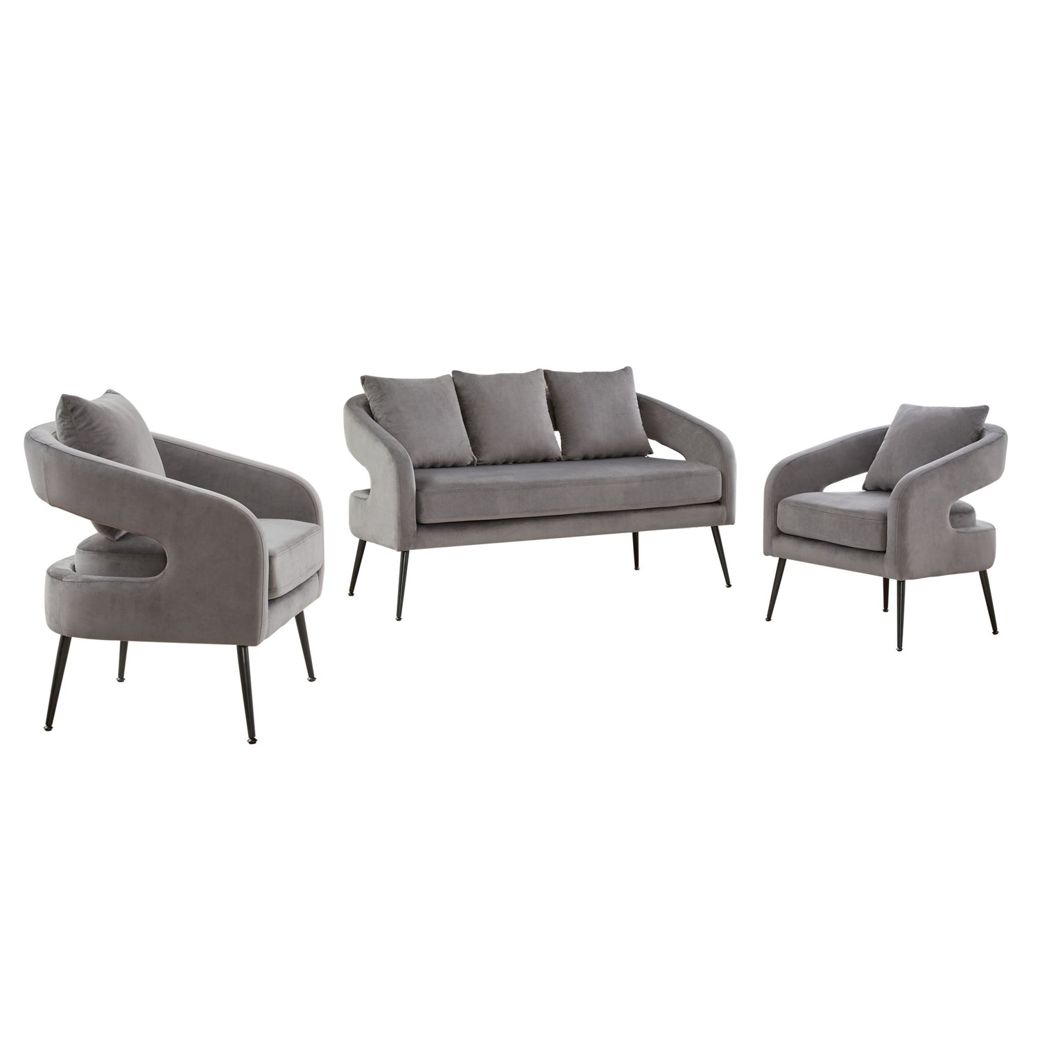 3 Piece Living Room Set, Loveseat &amp; 2 Accent Chairs