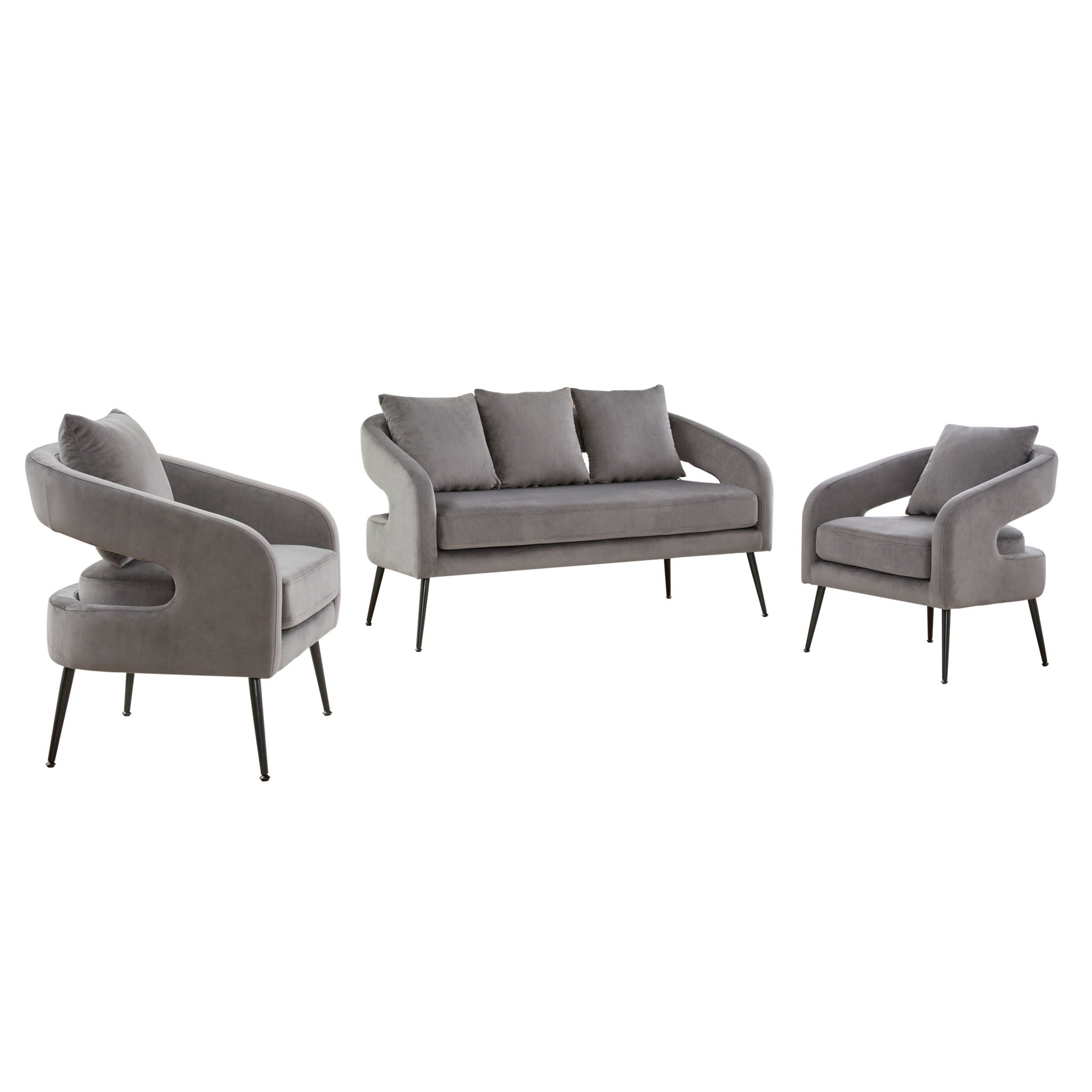 3 Piece Living Room Set, Loveseat &amp; 2 Accent Chairs