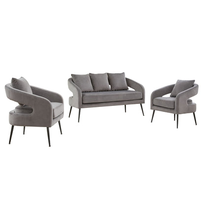 3 Piece Living Room Set, Loveseat &amp; 2 Accent Chairs