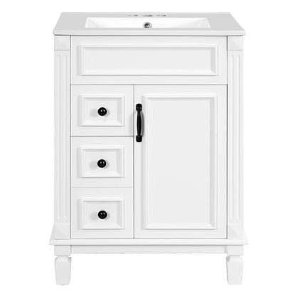 Bathroom Vanity With Sink, Compact Cabinet &amp; 2 Drawers And Adjustable Shelf