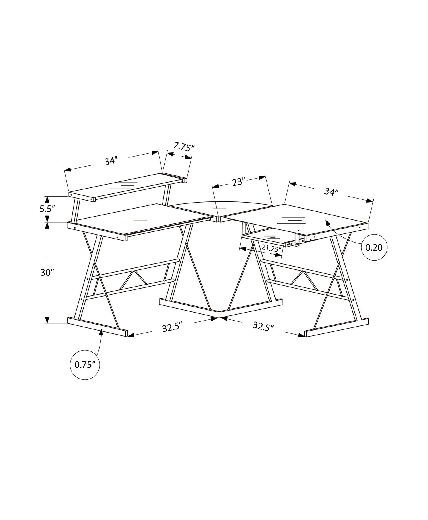 Computer Desk, Home Office, Corner, L Shape, Laptop, Durable Construction