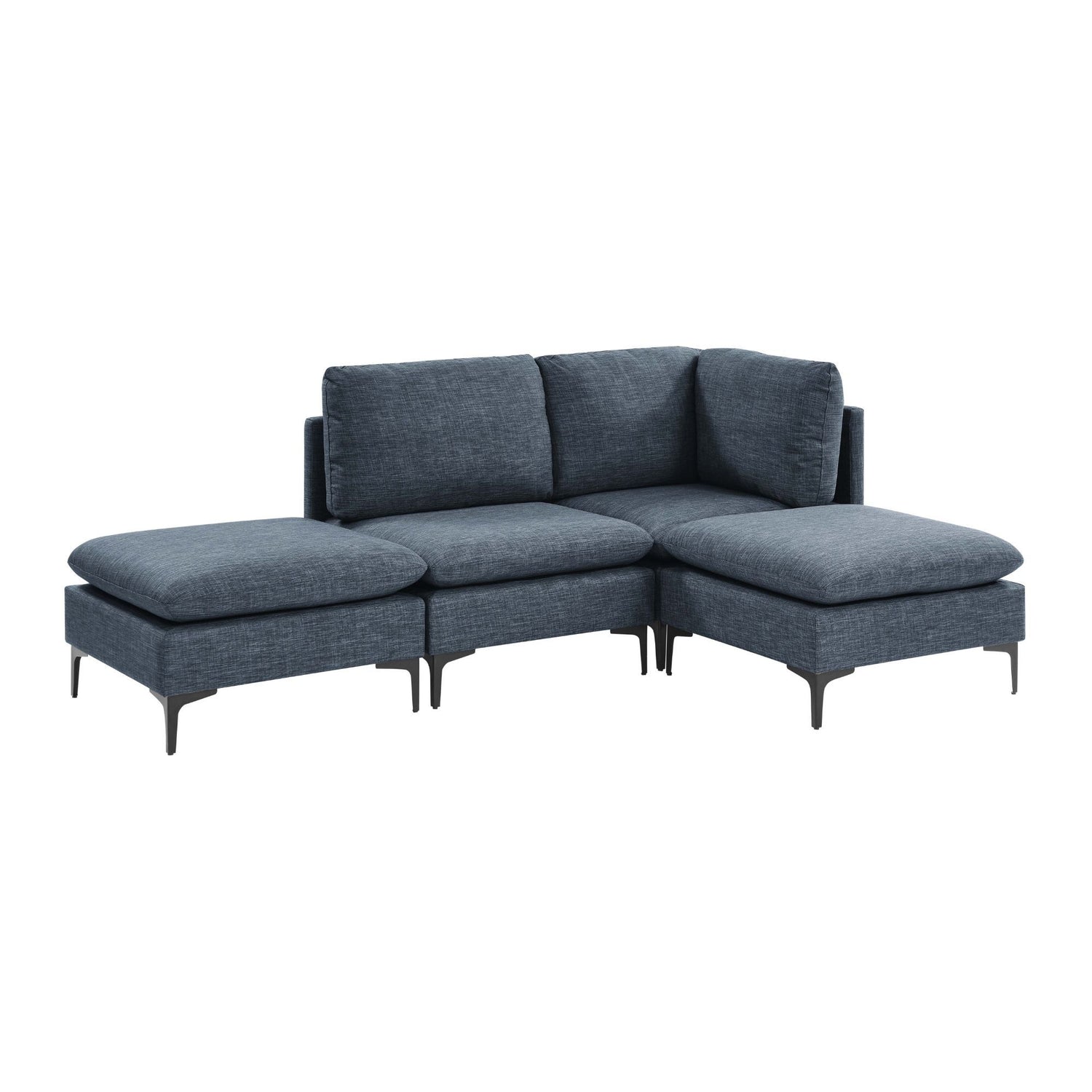Upholstered Modular Sectional With Tall Legs, Medium Firm Seat