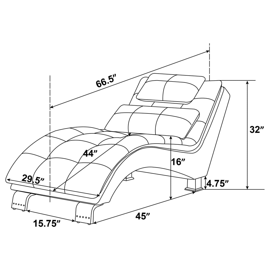 Isley - Upholstered Chaise Arched Base, Lounge Chair For Living Room - Black
