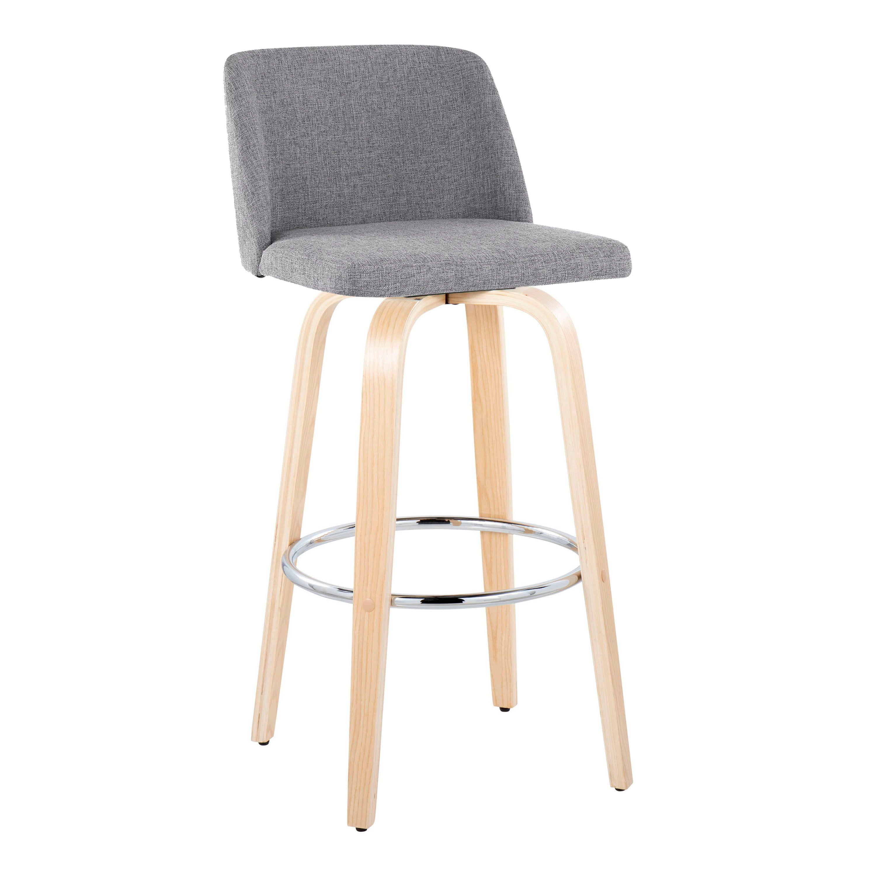 Toriano - Contemporary Fixed Height Barstool &amp; Swivel With Round Footrest (Set of 2)