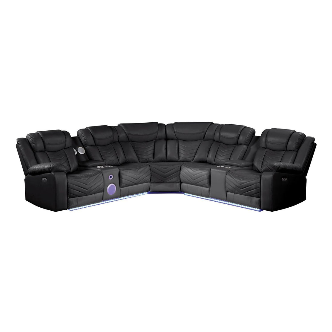 Challenger - Recliner Sectional Sofa, Built In USB, C Ports &amp; Bluetooth