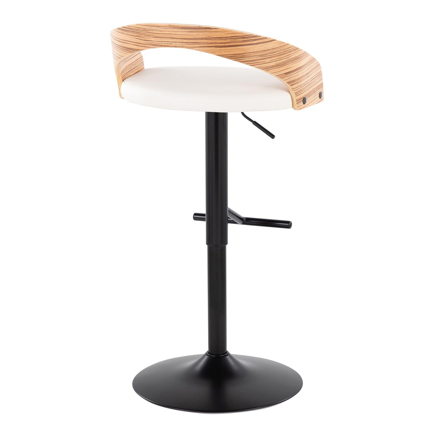 Grotto - Contemporary Adjustable Barstool With Swivel &amp; Straight T Footrest (Set of 2)