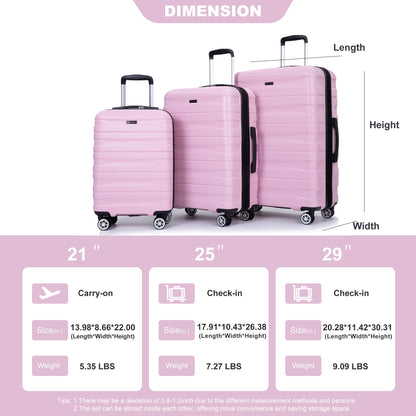 3 Piece Luggage Sets Lightweight &amp; Durable Expandable Suitcase With Two Hooks
