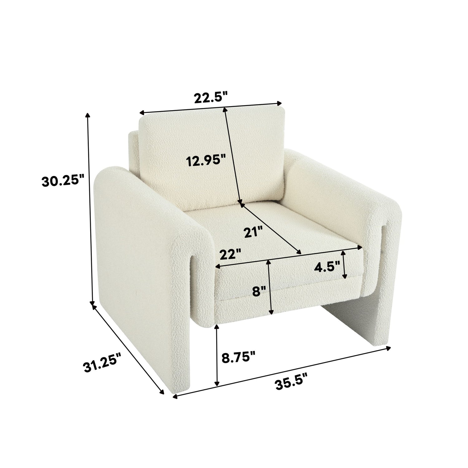 Modern Upholstered Accent Chair, Sturdy Support &amp; Luxurious Comfort