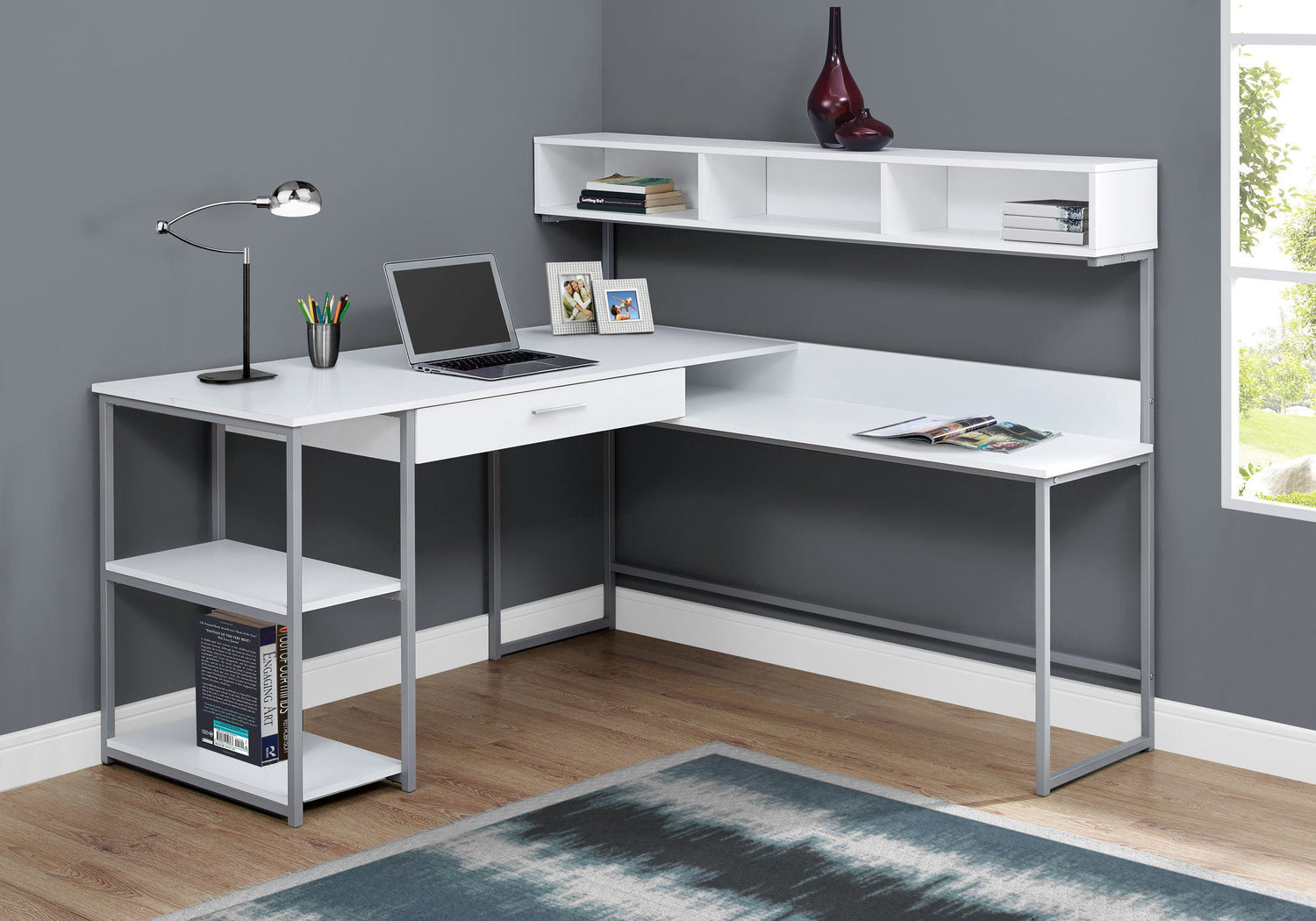 Computer Desk, Home Office, Corner, Storage Drawers, L Shape, Laptop, Contemporary &amp; Modern
