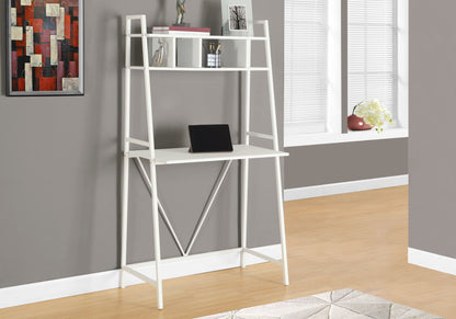 Computer Desk For Home Office, Laptop, Leaning, Storage Shelves, Contemporary &amp; Modern - White