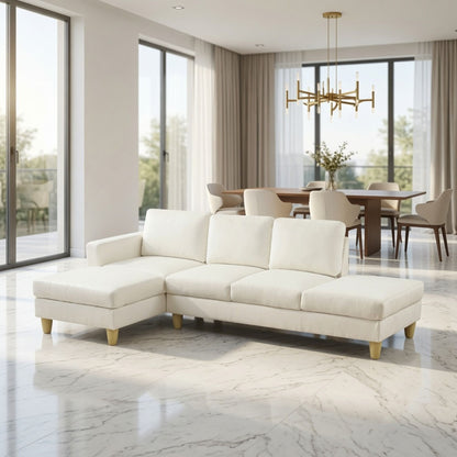 L - Shaped Sectional Sofa With Chaise &amp; Ottoman