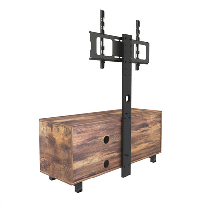 Rustic Brown TV Console With Push-To-Open Storage Cabinet For TV, Wood &amp; Glass TV Stand For Living Room Bedroom - Rustic Brown