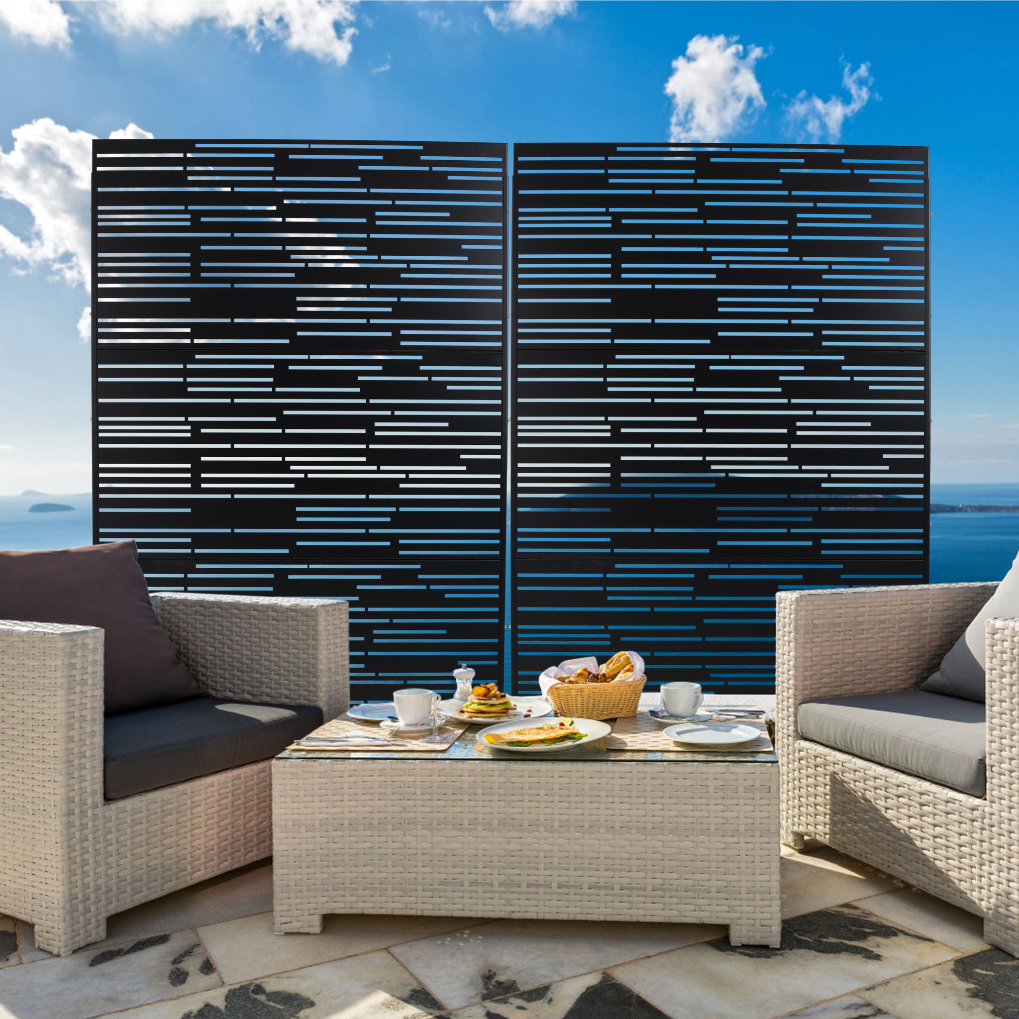 Outdoor &amp; Indoor Freestanding Metal Privacy Screen