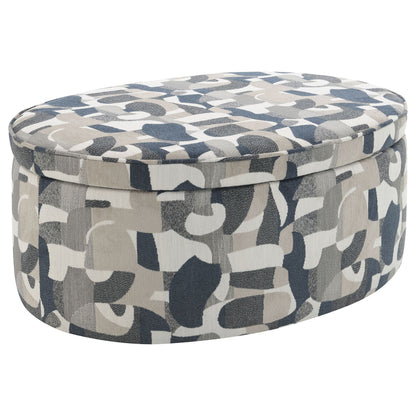 St. Helena - Oval Storage Ottoman With Removable Top - Indigo