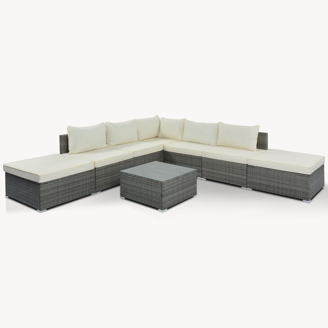 8 Pieces Outdoor Patio Furniture Conversation Wicker Sofa Set