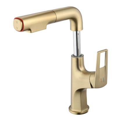 Pull Down Vessel Faucet With Lift Spout &amp; Dual Spray Modes