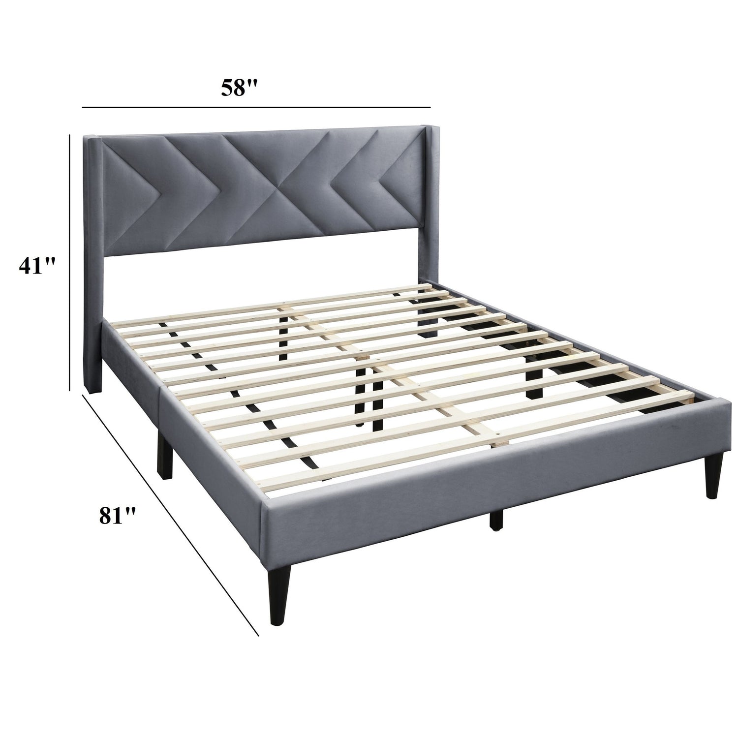 Elegant Bed With Upholstered Headboard, Platform Base