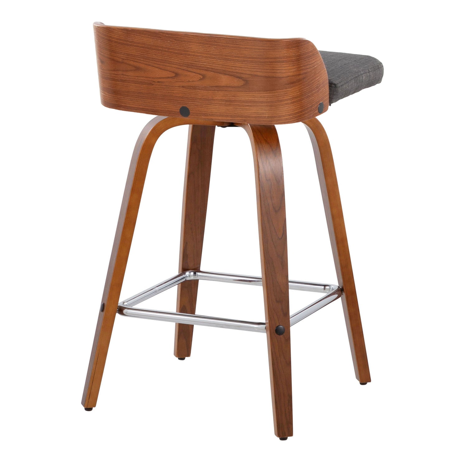 Maya - Mid Century Modern Fixed Height Counter Stool &amp; Swivel With Square Footrest (Set of 2)