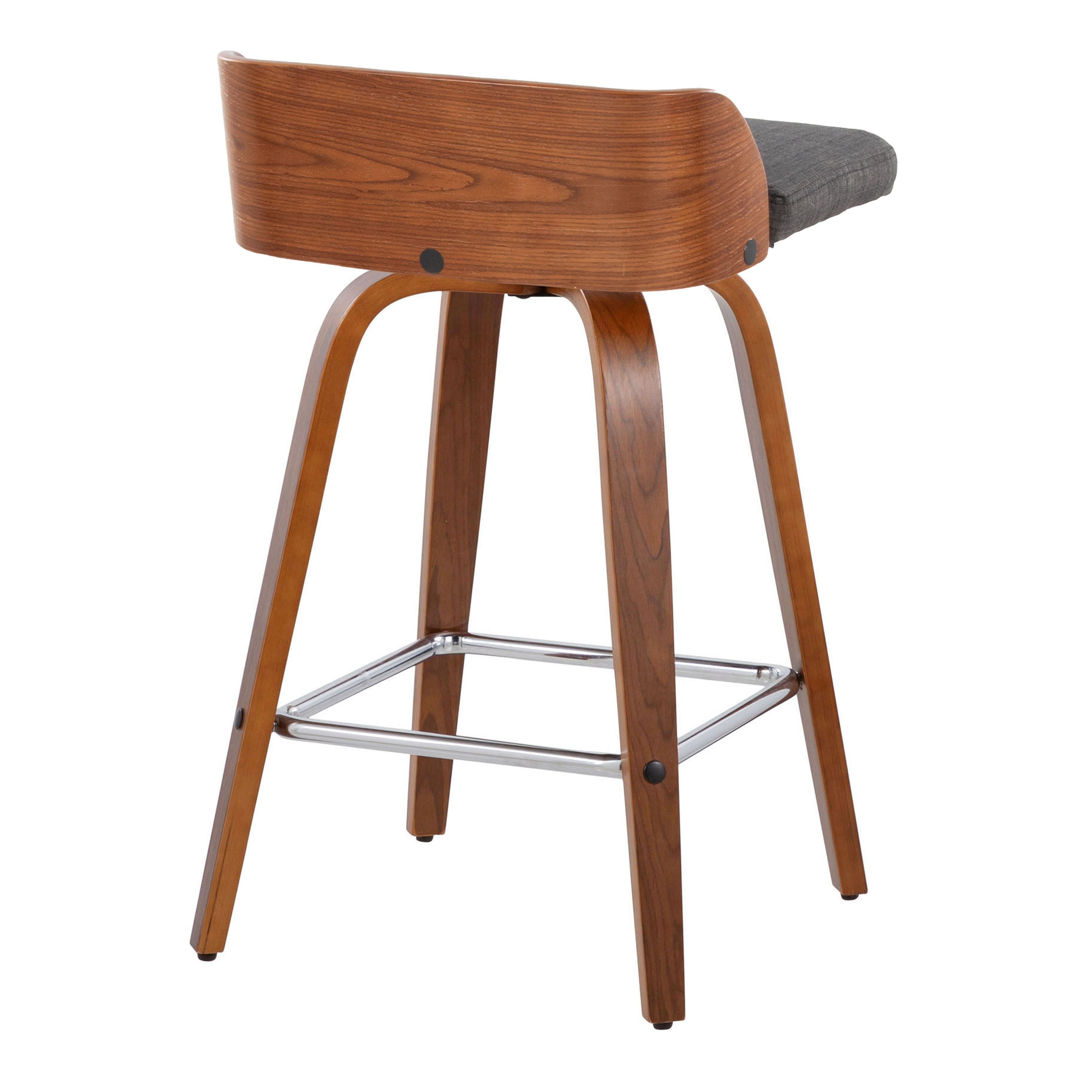Maya - Mid Century Modern Fixed Height Counter Stool &amp; Swivel With Square Footrest (Set of 2)