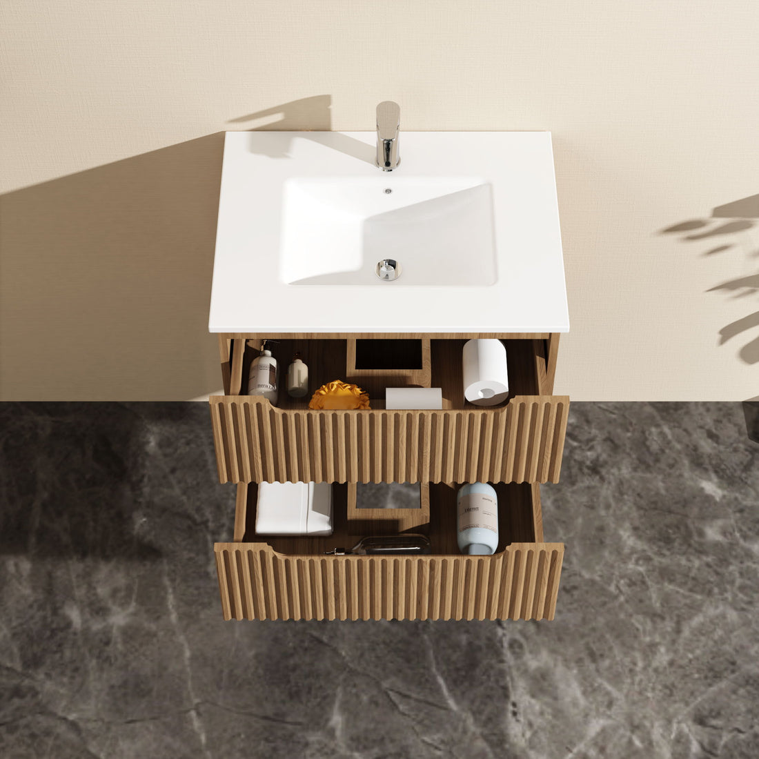24&quot; Wall Mount Bathroom Vanity Cabinet Floating (Cabinet Only) - Walnut