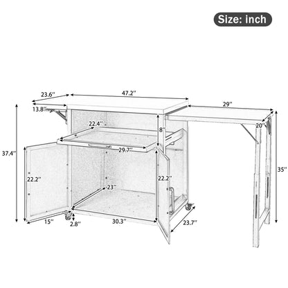 Versatile Outdoor Cabinet With Folding &amp; Expandable Work Surfaces, Ample Storage Space, And Lockable Wheels - Matte Black