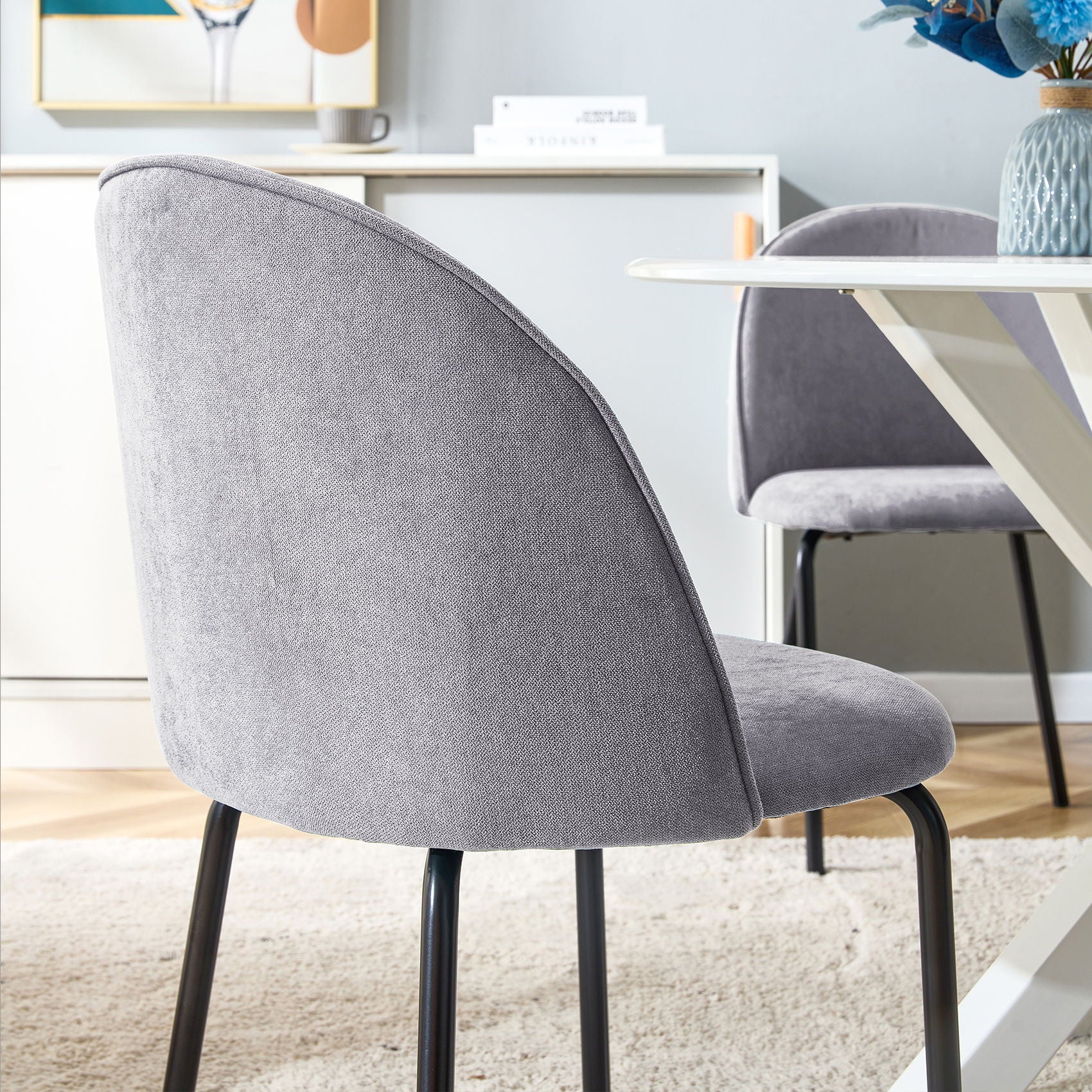 Modern Chair With Iron Tube Legs, Soft Cushions And Comfortable Backrest, Suitable For Dining Room, Living Room, Cafe