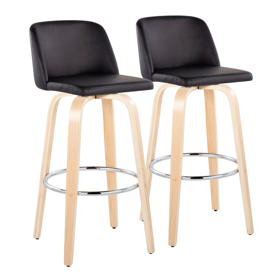 Toriano - Contemporary Fixed Height Barstool &amp; Swivel With Round Footrest (Set of 2)