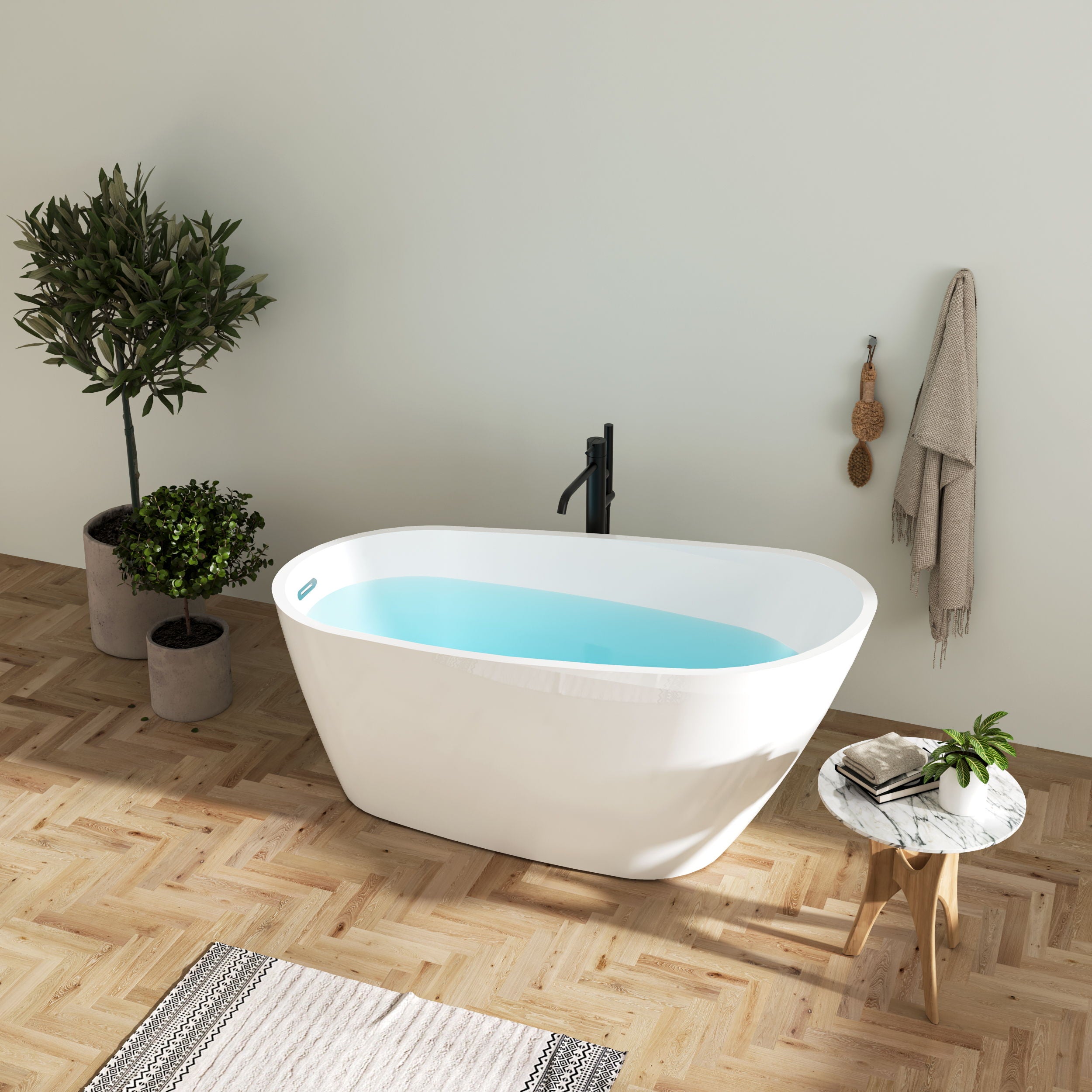 Acrylic Freestanding Bathtub, Modern &amp; Contemporary Design Soaking Tub With Toe-Tap Drain In Chrome And Classic Slotted Overflow, Glossy White, Cupc Certified, 02141 - Glossy White