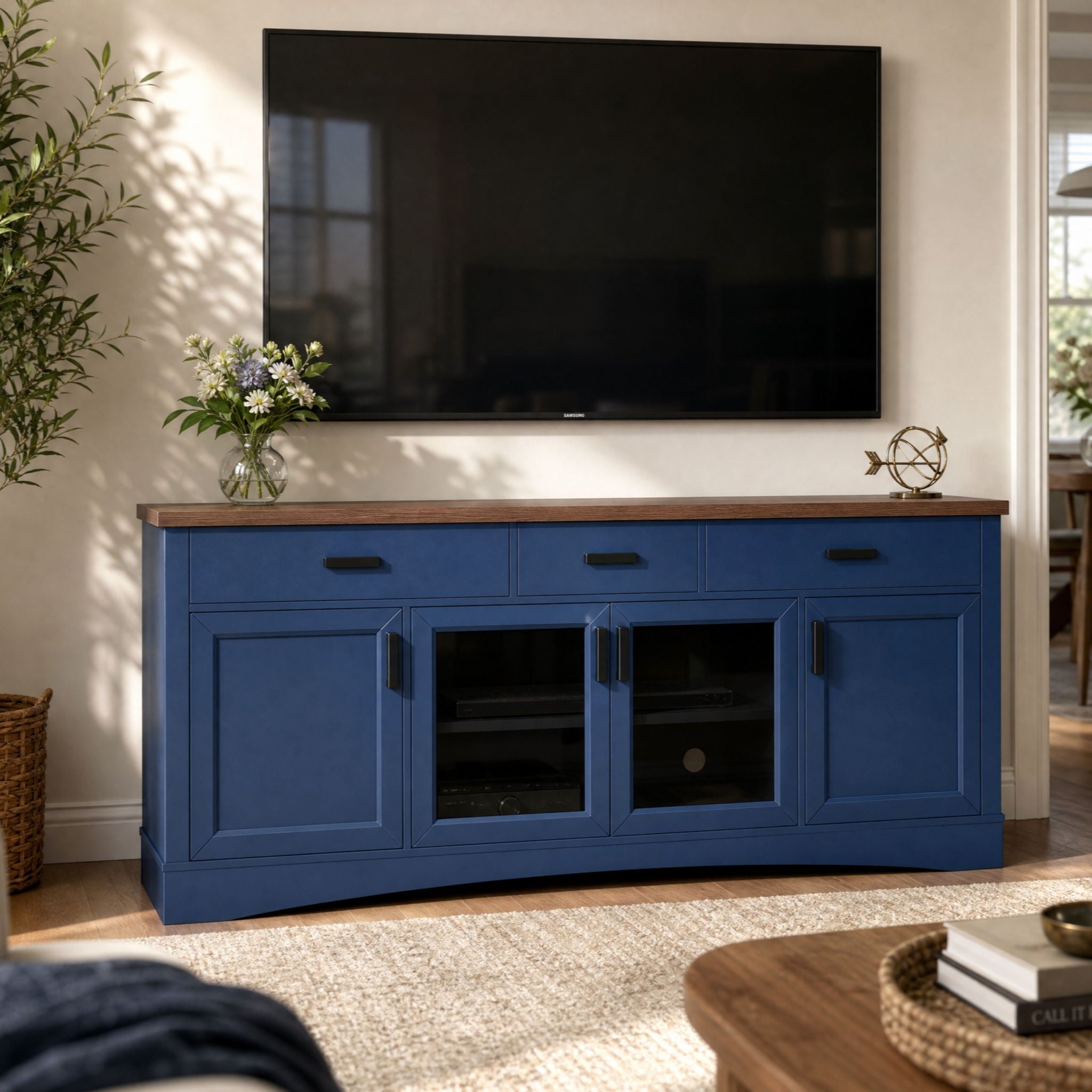 Modern TV Console &amp; Adjustable Shelves