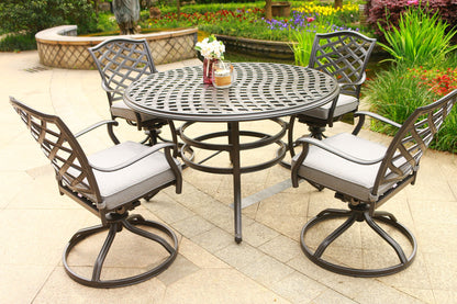 Round 49&quot; Long Aluminum Dining Set With Cushions