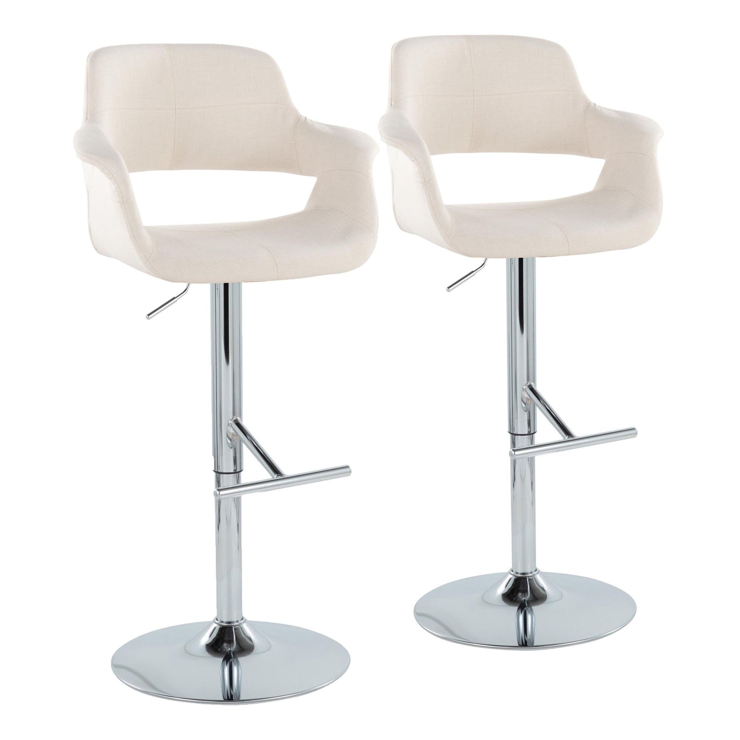 Vintage Flair - Mid Century Modern Adjustable Barstool &amp; Straight T Footrest (Set of 2)