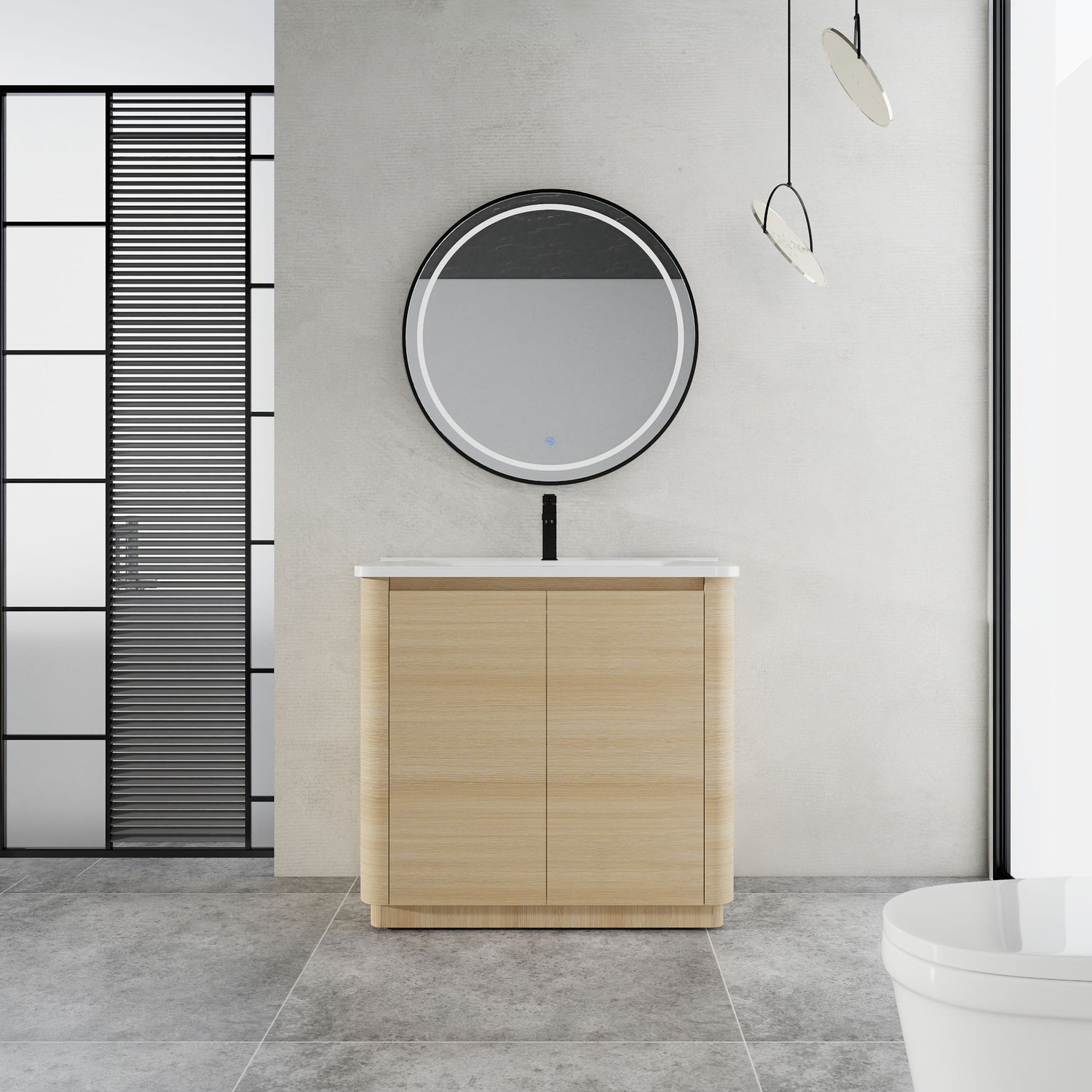 Freestanding Bathroom Vanity With Sink &amp; 2 Soft Close Doors