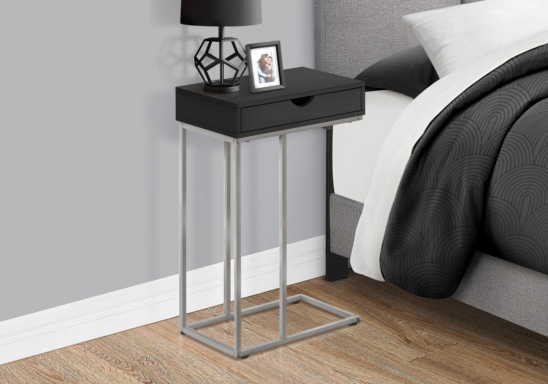 Accent Table, C - Shaped Contemporary &amp; Modern - Black