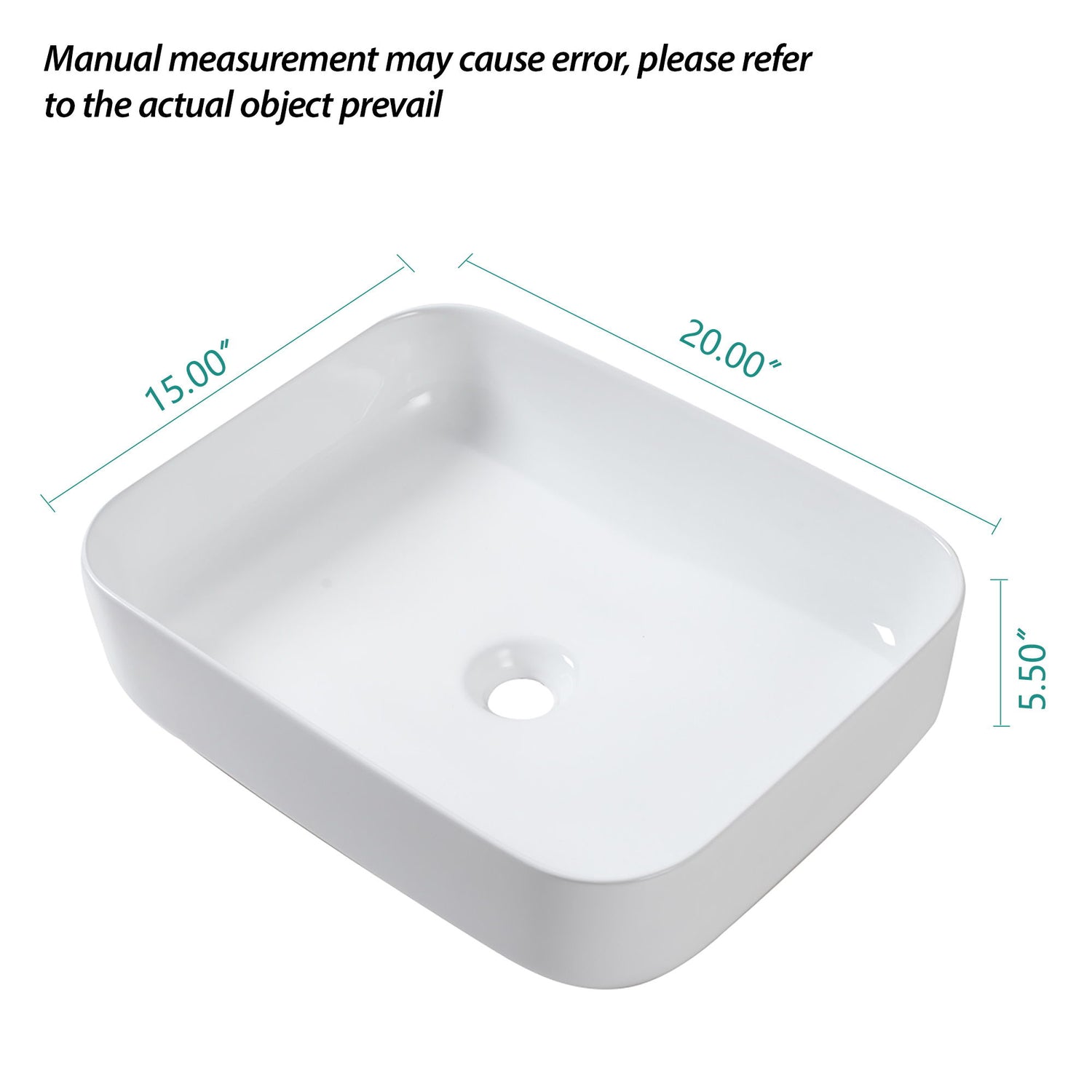 Rectangular Vessel Bathroom Sink, Modern - White