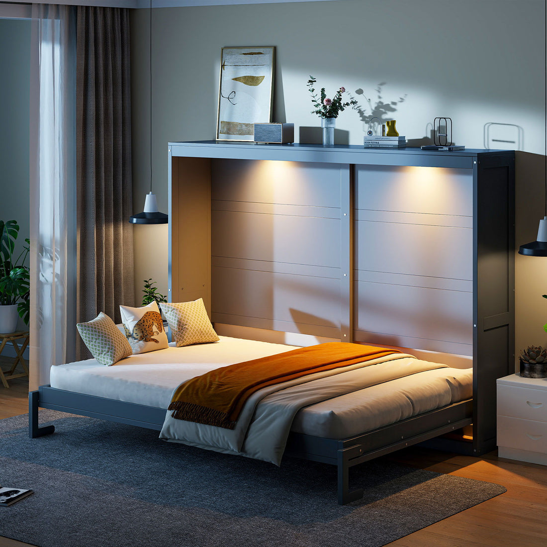 Murphy Wall Bed Modern Design With LED Lights
